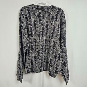 Jhane Barnes Wool Blend Sweater in Black and Gray - Size L